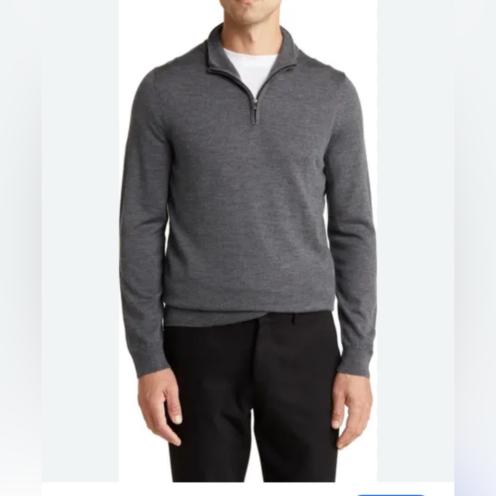 Nordstrom Gray Half Zip Merino Wool Sweater Size 2XL NWOT